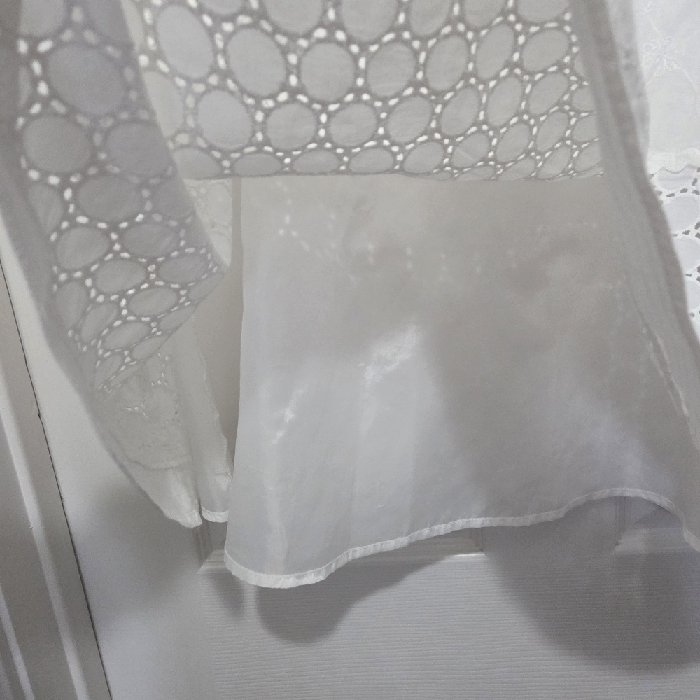 Vintage Requirements White Embroidered Eyelet Cotton Midi Skirt Size 14 Boho - Picture 4 of 10